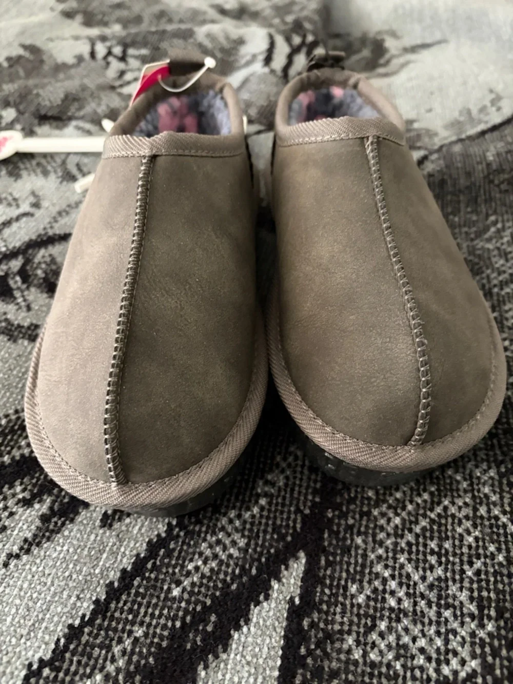 Justice Girls' Gray Slip-On Cozy Slippers with Pink Fuzzy Lining Size 2